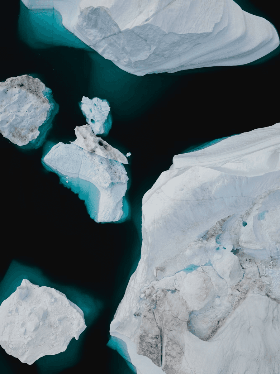 Melting glacial ice