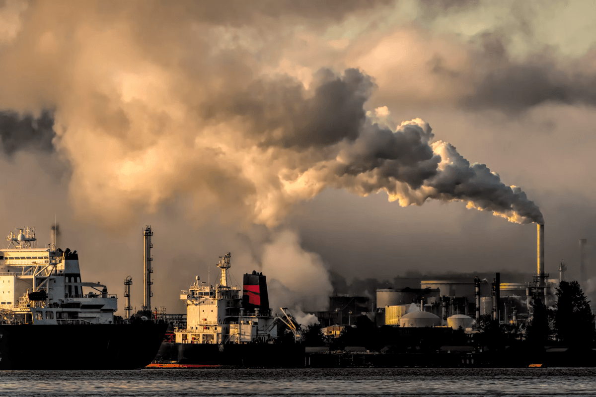 Smoke rising from an industrial plant